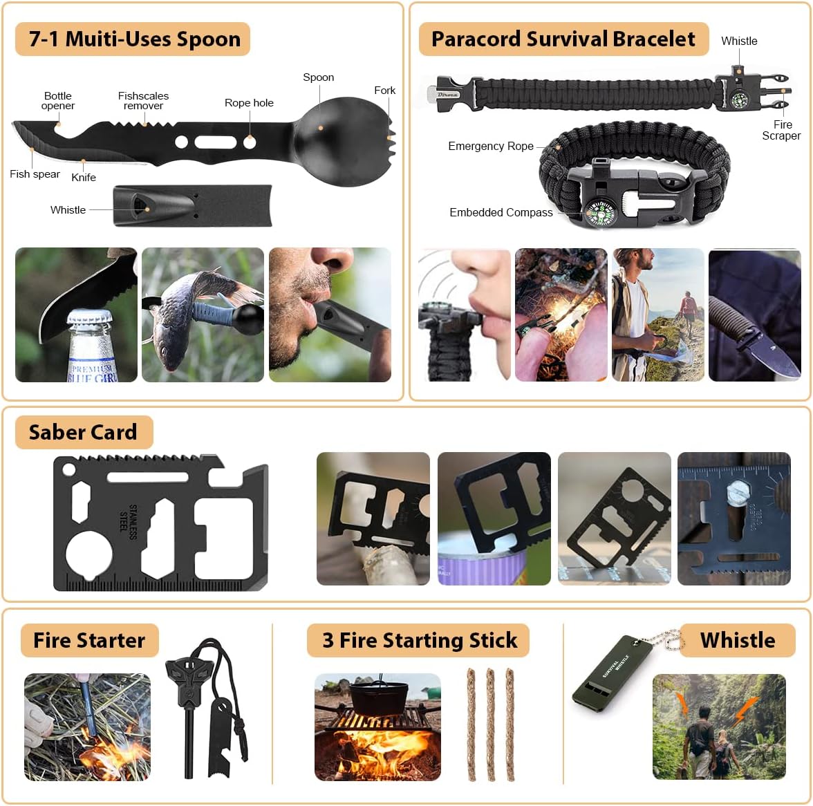 Survival Kit, 250Pcs Survival Gear First Aid Kit with Molle System Compatible Bag and Emergency Tent, Emergency Kit for Earthquake, Outdoor Adventure, Hiking, Hunting